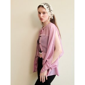 CHIFFON SEE-THROUGH SLEEVE DETAIL BLOUSE PINK