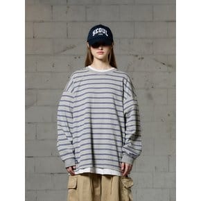 JERRY STRIPE OVERFIT LONG SLEEVE T-SHIRT - GRAY