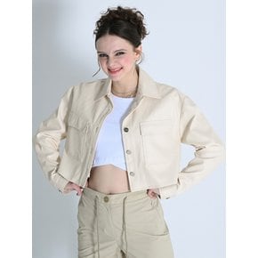 CROP LEATHER JACKET BEIGE MBCSJK002BE