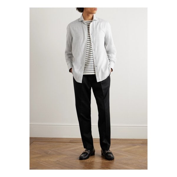 브루넬로쿠치넬리 테이퍼드 플리츠 울 플란넬 드로우스트링 팬츠 1647597341958367