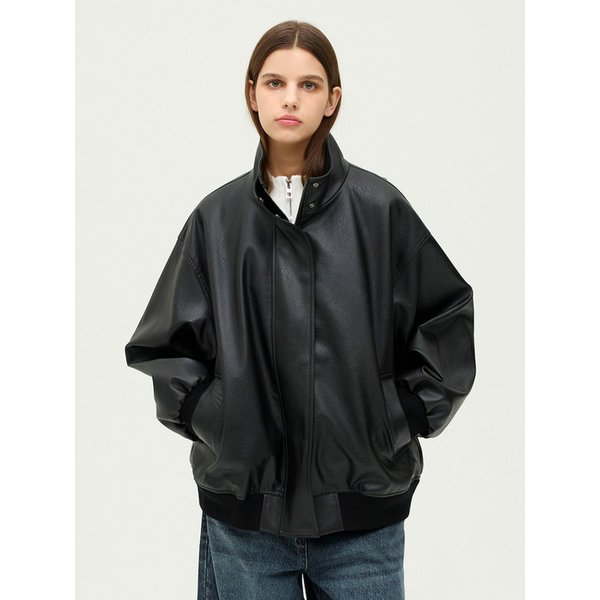 하이넥 레더 점퍼 EMQ1WOT030