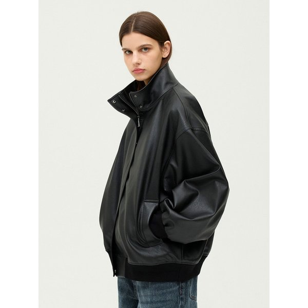 하이넥 레더 점퍼 EMQ1WOT030