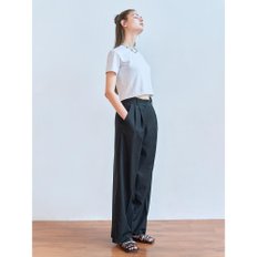 TWO-TUCK DENIM WIDE PANTS (BLACK)