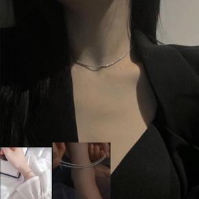 세련된 실버 목걸이 발찌 팔찌 3종세트 S925은