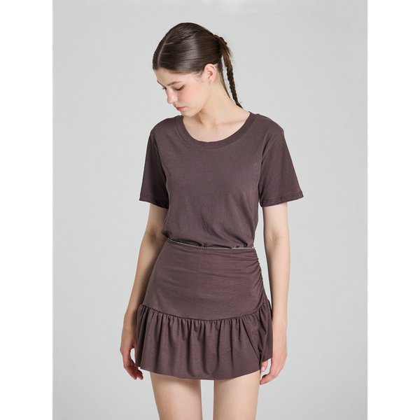 Ruffle hem skirt - brown