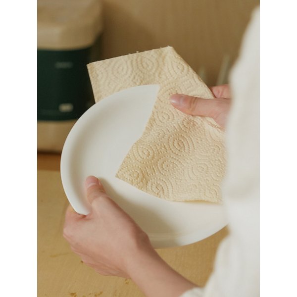 뱀부500 탄탄하고 먼지없는 무표백 키친타올 2겹 140매 4롤