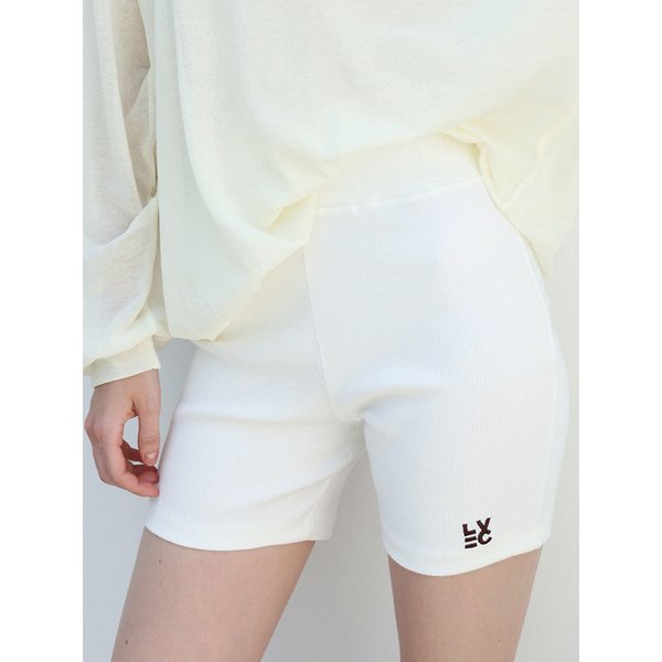 Essential rib biker short - IVORY