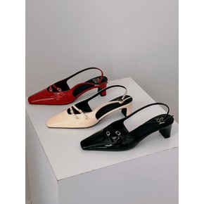 Diagonal Buckle Strap Slingback_3 Colors