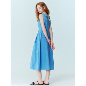 Sleeveless back ribbon dress_Blue