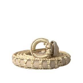 4679794 Dolce  Gabbana Raffia Leather Metal Buckle Womens Belt