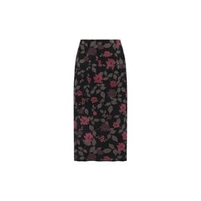 아모멘토 26FW Floral Jacquard Skirt, Black