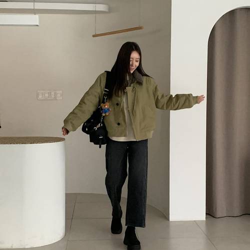 라멜라 / 뽀글 카라 누빔 점퍼 (누빔안감)