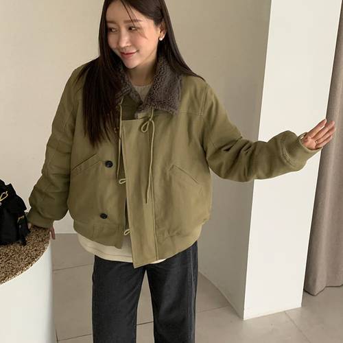 라멜라 / 뽀글 카라 누빔 점퍼 (누빔안감)