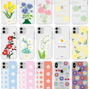 LG 벨벳 Q92 Q31 Q61 봄 꽃 플라워 패턴 디자인 클리어 투명 젤리 휴대폰 케이스