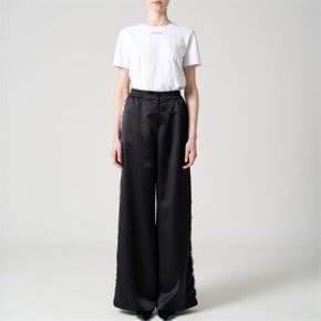 Side frill satin long pants