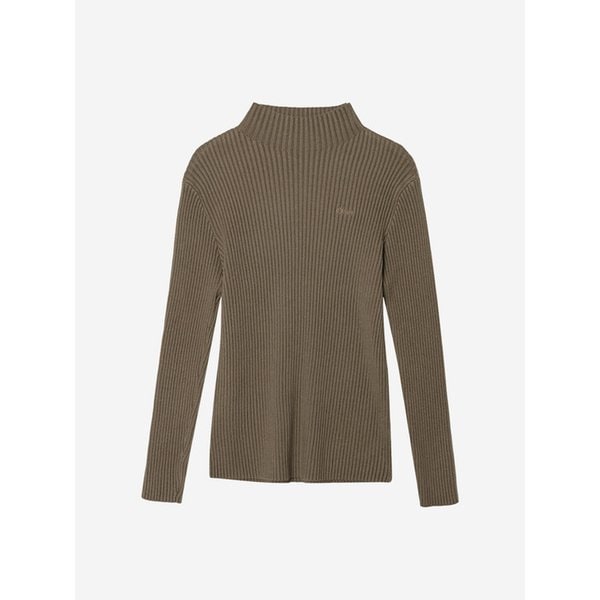[Basic] Ribbed half-neck knitwear (Beige)