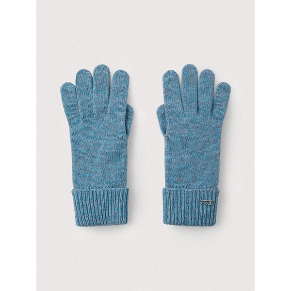 Wool cashmere ribbed gloves_Dusty blue