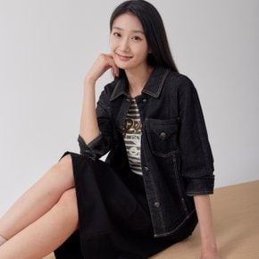 스탠카라 7부 생지 데님 자켓 LCJKO822_BK