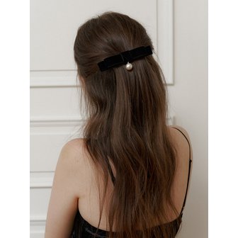 카인더베이비 pearl point silk velvet ribbon - black