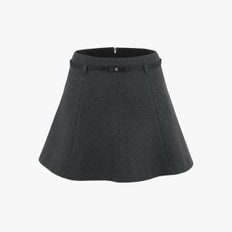 리본벨트 플레어 울 스커트 (그레이)