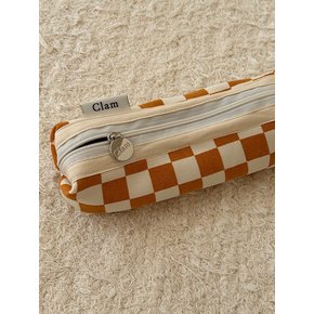 round pencilcase _ Checkerboard mustard