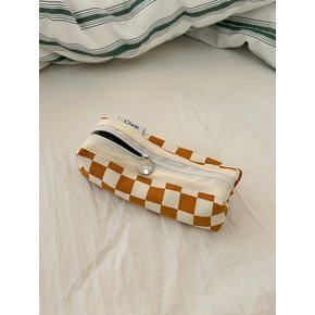 round pencilcase _ Checkerboard mustard