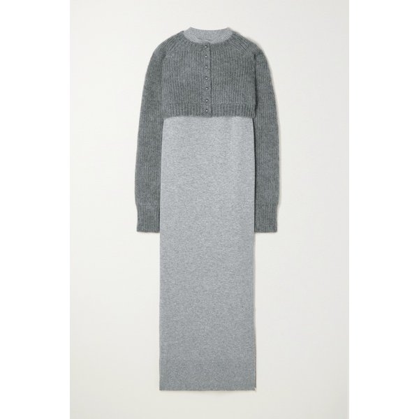 Layered Ribbed Wool And Mohair-blend Maxi Dress 그레이 42247633209245577