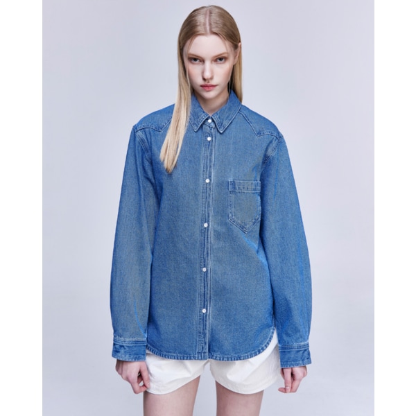 [파주점] [송지오우먼]송지오 컬렉션 샤를로 웨스턴 데님 셔츠 블루 WH2SH707BL