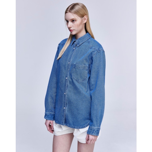 [파주점] [송지오우먼]송지오 컬렉션 샤를로 웨스턴 데님 셔츠 블루 WH2SH707BL