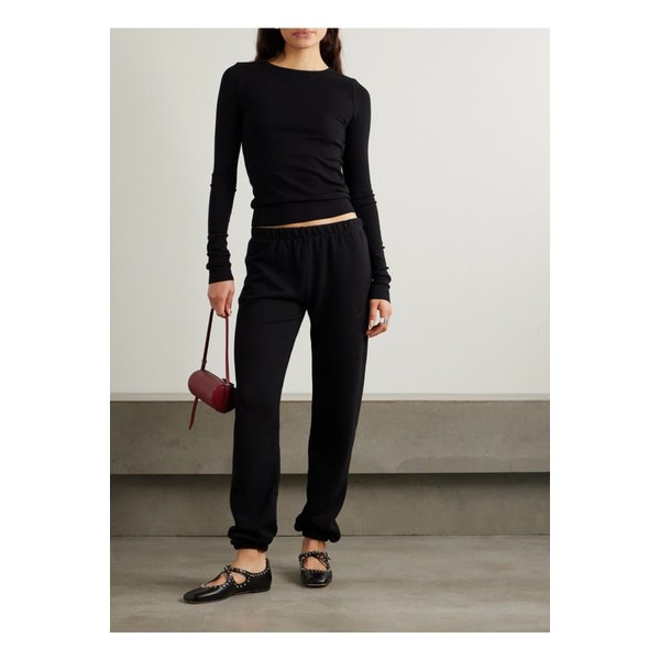 에턴 코튼 모달 혼방 저지 테이퍼드 트랙 팬츠 블랙 1647597346599167