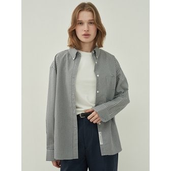 모트 버튼 다운 체크 셔츠-Vintage Navy