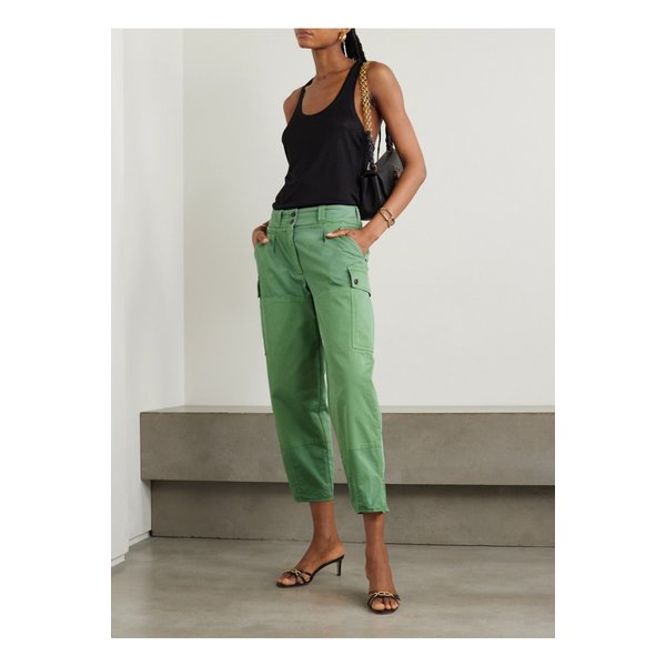 그린 스트레치 코튼 트윌 테이퍼드 카고 팬츠 1647597325594517
