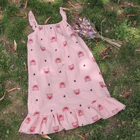 꿀꿀이 요루면 프릴 나시원피스 여름파자마 여성잠옷 홈웨어