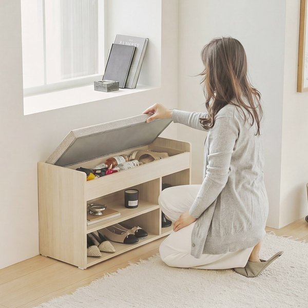 가구 베인 신발 정리 수납 벤치 스툴 의자 800