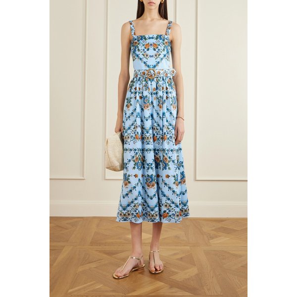 보르고 드 노르 나인엣 플로럴 프린트 코튼 포플린 미디 원피스 46376663162974187