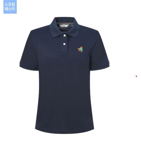 헤지스레이디스 25SS][해피퍼피 도네이션] Golden Retriever 자수 반팔 피케 티셔츠 (HSTS-5B472)