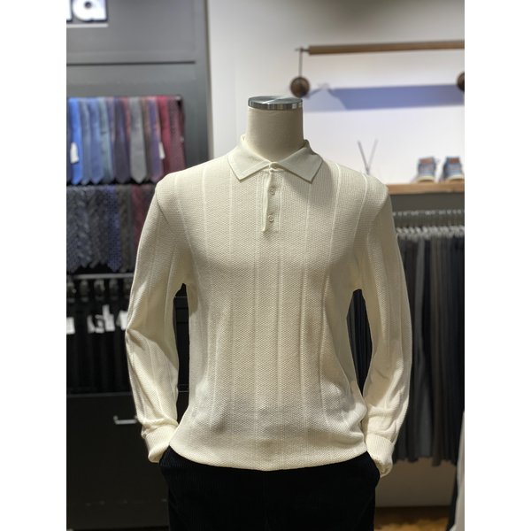 [시흥점] S/S 화이트 스트라이프 짜임 카라 니트 (RRAMKT08A)