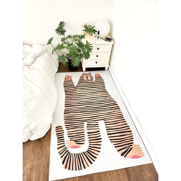 귀여운 스트라이프 호랑이 아트 소프트 러그