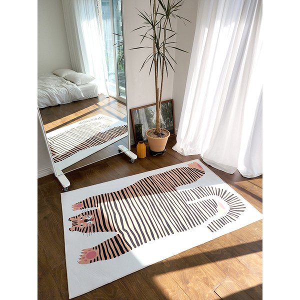 귀여운 스트라이프 호랑이 아트 소프트 러그