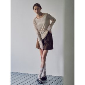 A3492 시스루 보트넥 티셔츠_Peach beige