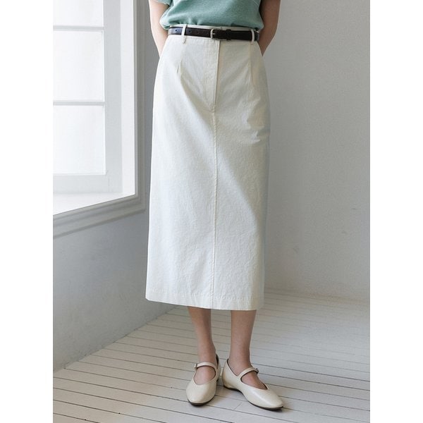 H라인 워싱 코튼 슬릿 롱 스커트_3color