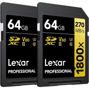 미국 렉사 sd카드 Lexar Professional 1800x SDXC UHSII Card Gold Series 270 MB/s Read 180 Wr