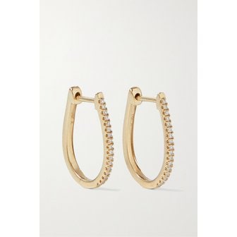 STONE AND STRAND 스톤 앤 스트랜드 미디엄 오벌 14캐럿 골드 다이아몬드 후프 귀걸이 1647597290843717