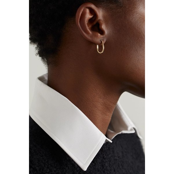 스톤 앤 스트랜드 미디엄 오벌 14캐럿 골드 다이아몬드 후프 귀걸이 1647597290843717