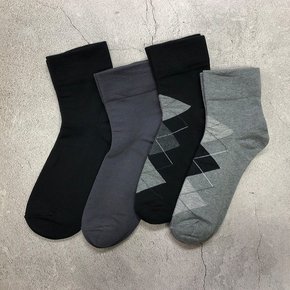 국산J1 남성용 편안한 무압박 중목양말 4켤레 세트