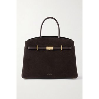 DEMELLIER 드멜리어 미디 허드슨 가죽 트리밍 스웨이드 토트백 46376663162972714