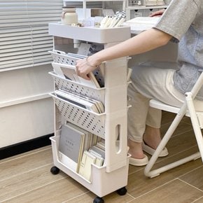 이동식 북카트 5단 책꽂이 학습트롤리 틈새책장 트레일러