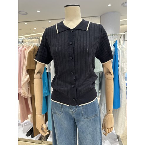 ab.f.z 배색 단추 오픈형 카라넥 니트 가디건 ASZ2ZY31