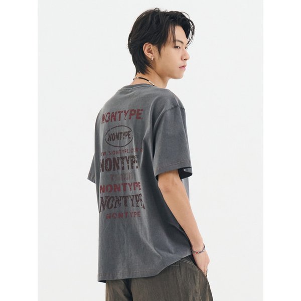 FADED BACK PRINT SYMBOL T-SHIRT (CHARCOL)