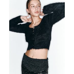 FEATHER CROP CARDIGAN (BLACK)